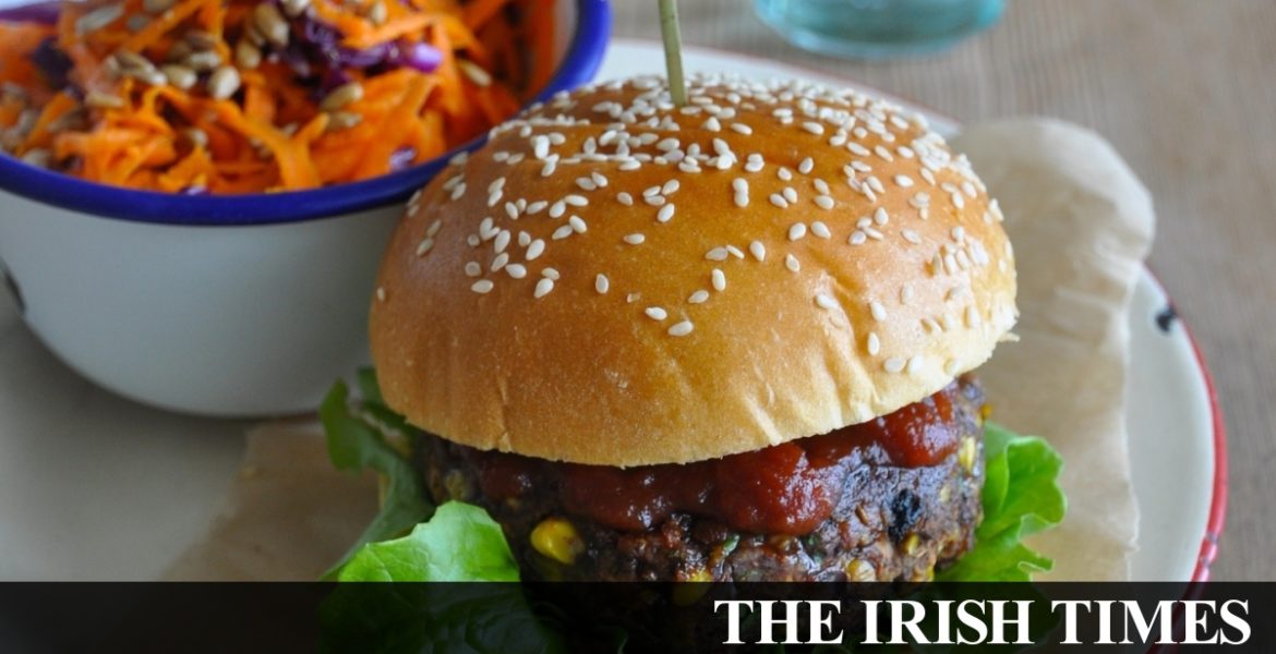 A bean burger from the cans at the back of the press